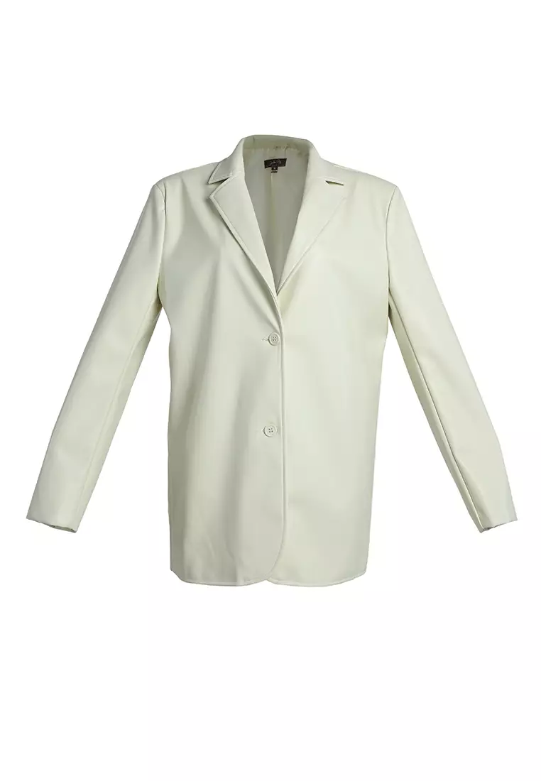 Cream Basic Button Down Blazer