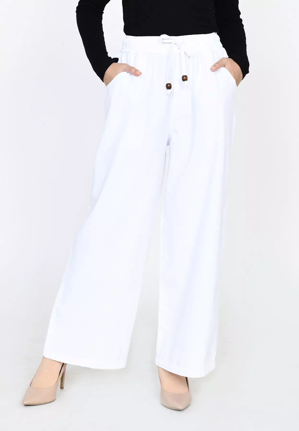 Celana Panjang Jeans Flare Wanita PUTIH Size M-XXXXL