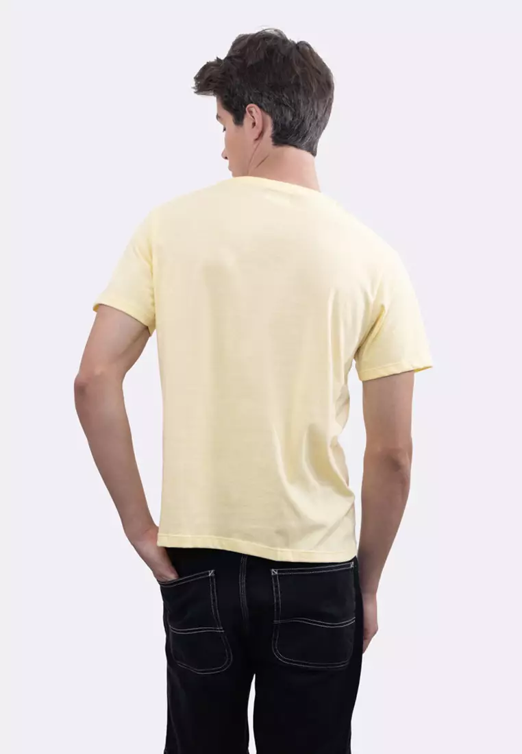 Mens Yellow Round Neck T-Shirt