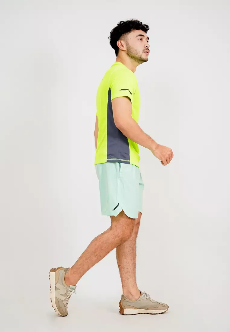 Tiento Setelan Olahraga Kaos Lari Dry Fit Lime Lengan Pendek Baju Running Celana Pendek Gym Fitness Sport Extra Lite Green