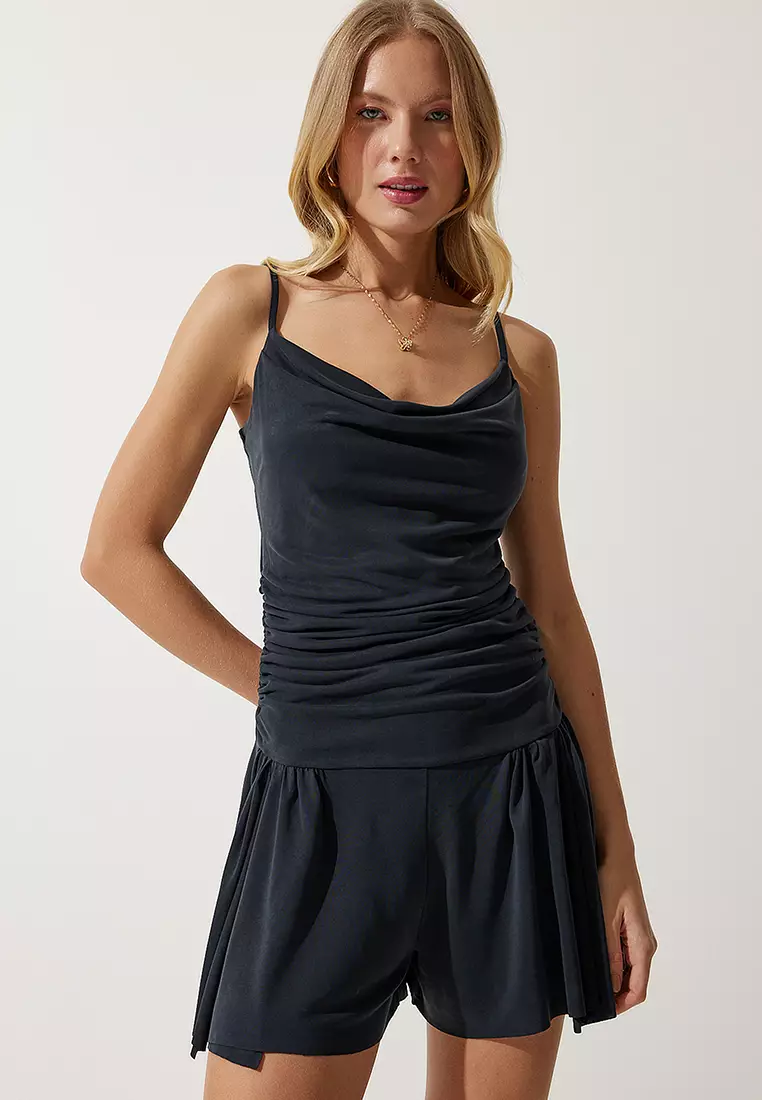 Cotton Cowl Neck Ruched Cami Top