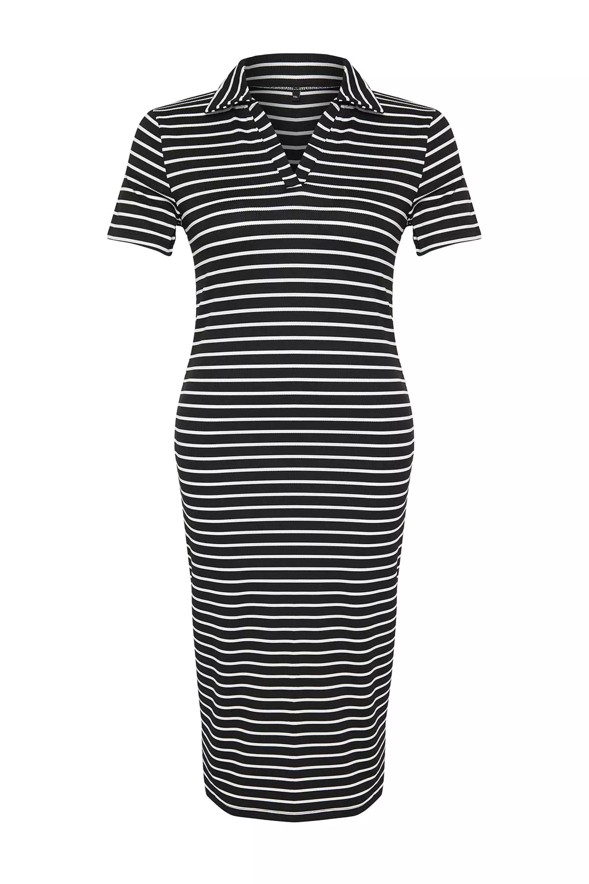 Plus Size Striped Johnny Neck Dress
