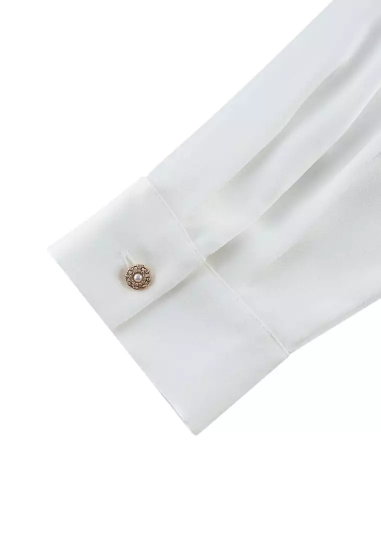 Satin Asymmetric Ruffled Blouse