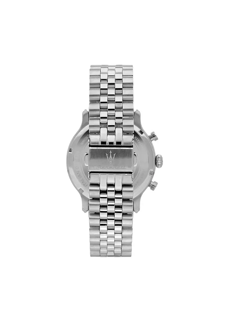 【2 Years Warranty】Maserati Epoca 42mm Black Dial Men's Stainless Steel Chronograph Quartz Watch R8873618017 With Luminous Hands