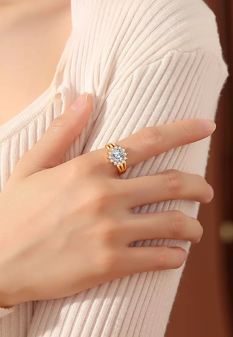 Cincin Wanita Original R020 Korea Berlian Titanium Perhiasan Cewek Adjustable Rings Kotak Indah