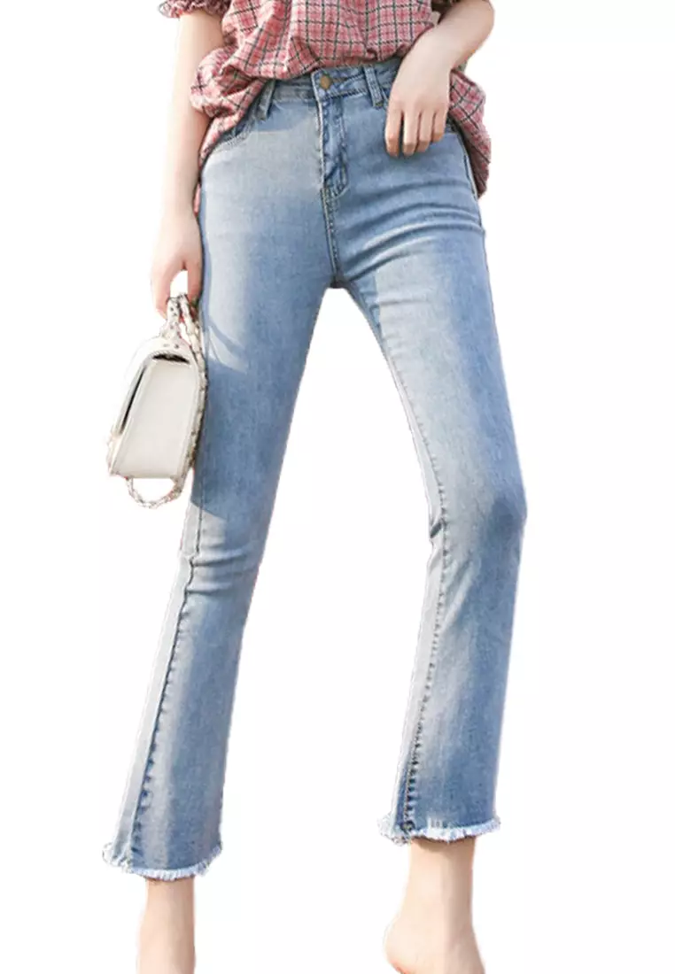 Sunnydaysweety New Fringe Flare Jeans CA032516LGBL