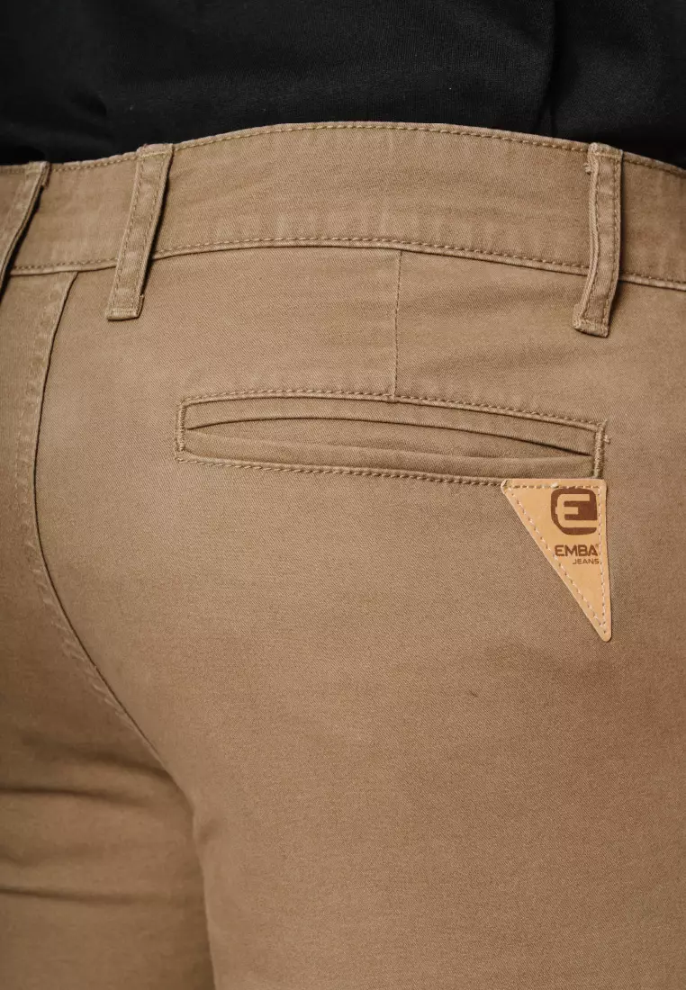 EMBA DENIM - Trosic Celana Panjang Pria Slimfit Stretch Material Chino  Brown