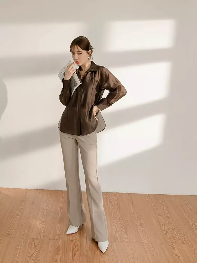 Stretch Shaping High-Waisted Nine-Point Slim Fit Black Pants [AB19607]
