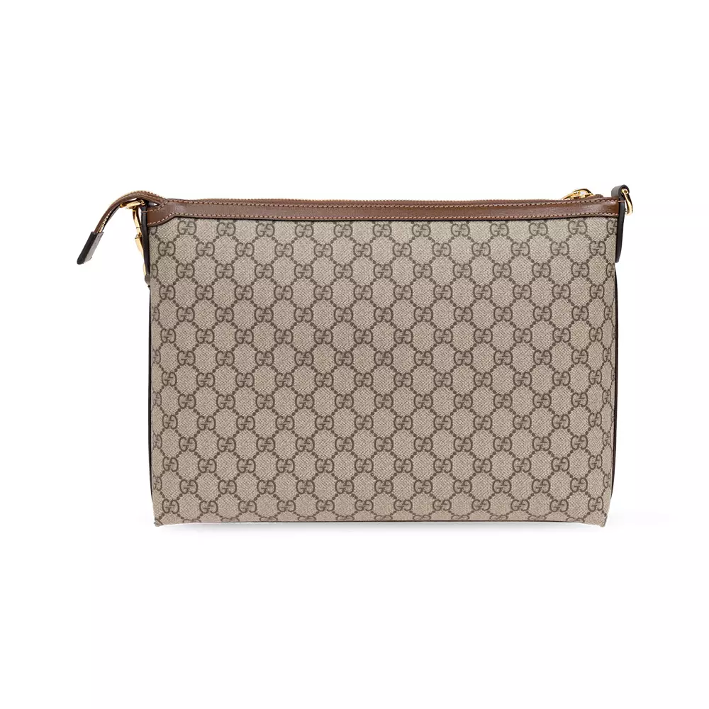 Jual Gucci GG Monogram Canvas Leather Crossbody Bag Beige Brown
