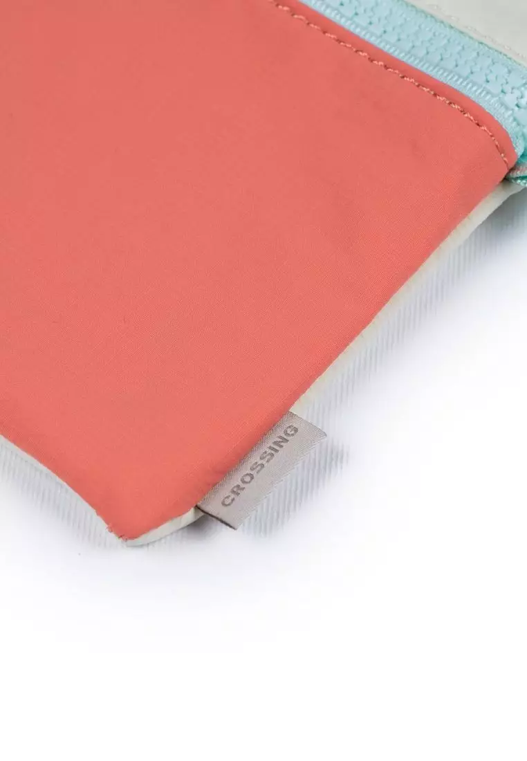 Crossing Tessa Colour Block Pouch Large - Coral/White Beige