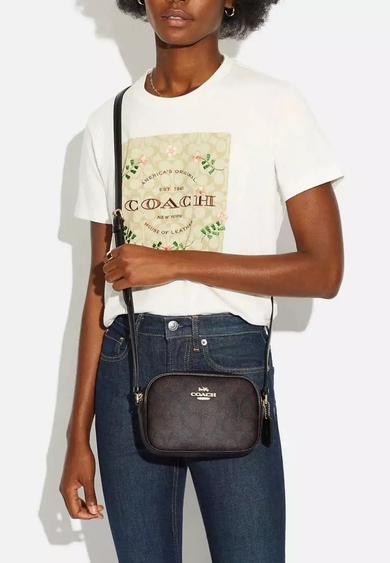 Coach Mini Jamie Camera Bag In Signature Canvas Brown Black