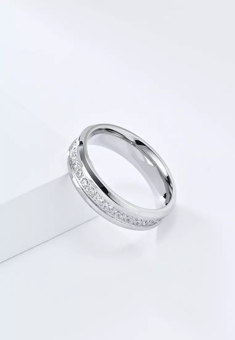Titanium Steel Zircon Ring JW QF-JZ850