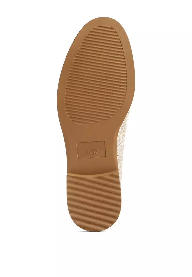 Cream Tassle Detail Rafia Loafers