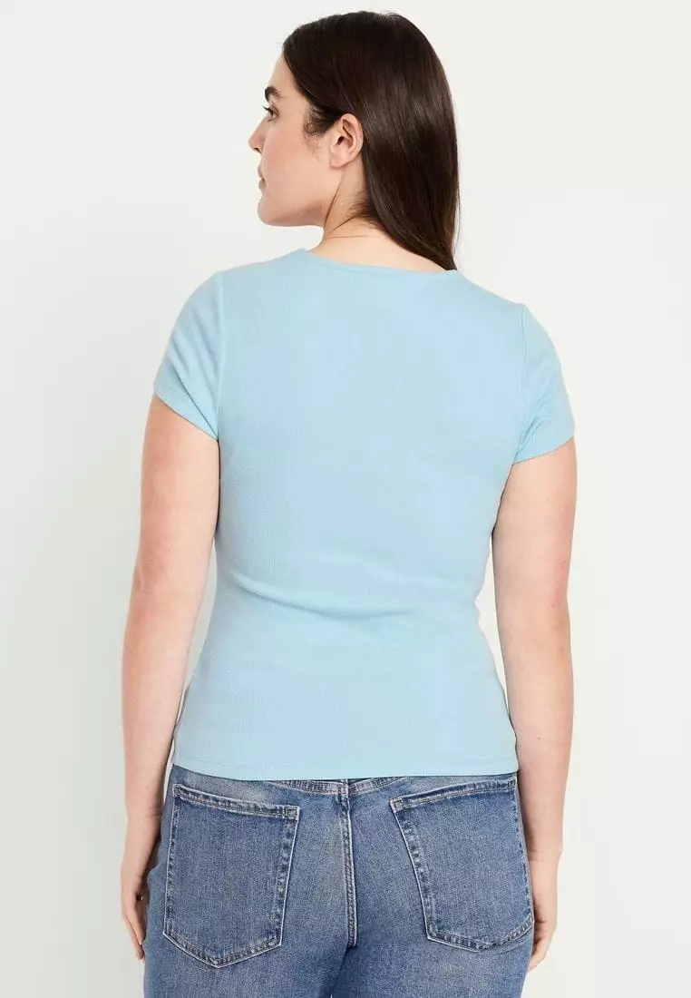 Ribbed Square-Neck T-Shirt