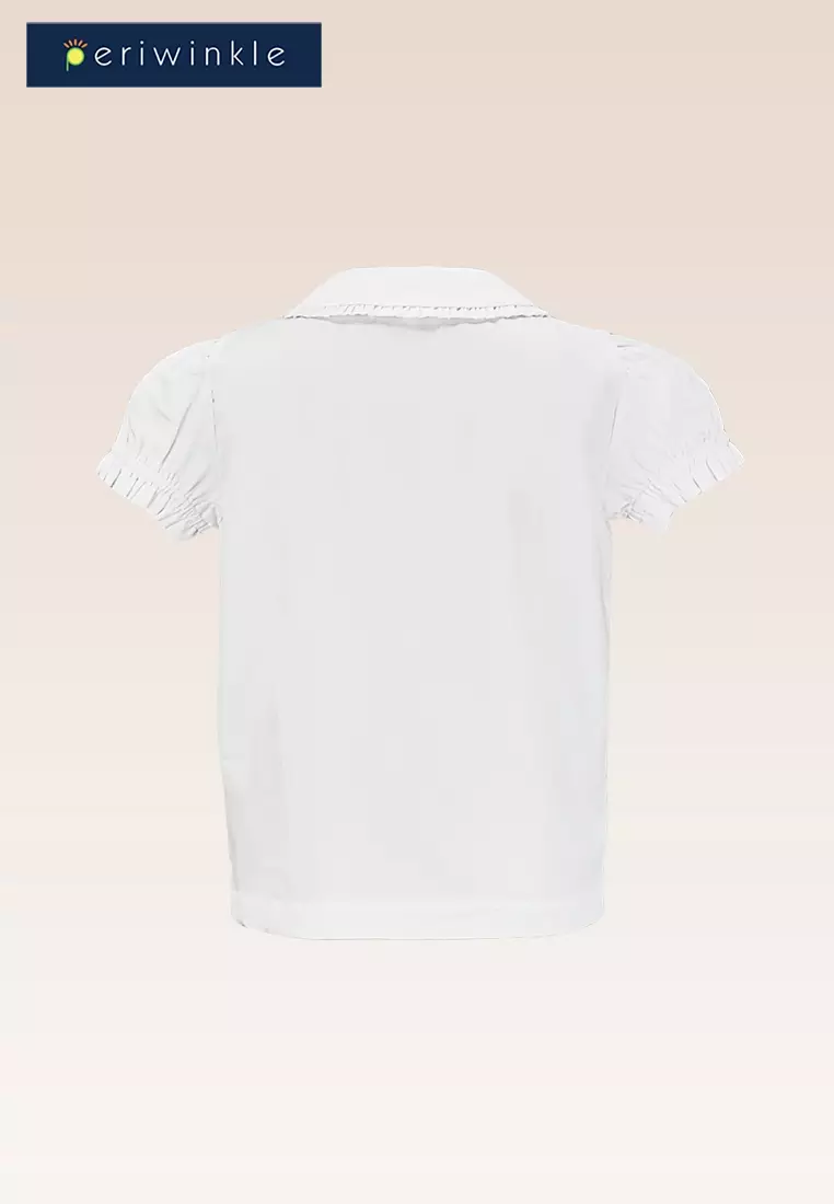 Carol Baby Girls Ivory Collar with Ruffle Buttoned-down and Placket with Pearl Button Blouse