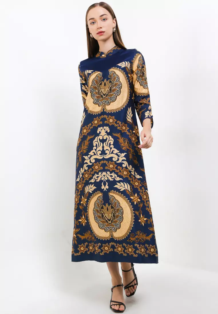 Gamis Dress Muslim Wanita Indria Navy