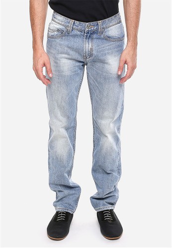 LGS - Slim Fit - Jeans Premium - Biru Cerah - Aksen Washed - Whisker.