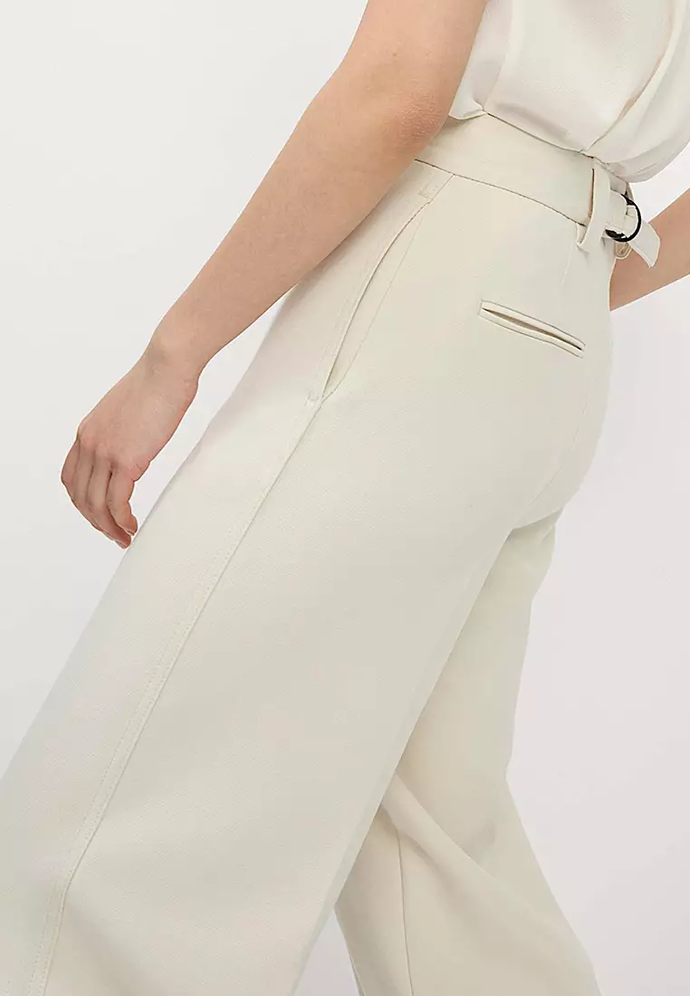 Crepe Tab Detail Wide Leg Trousers