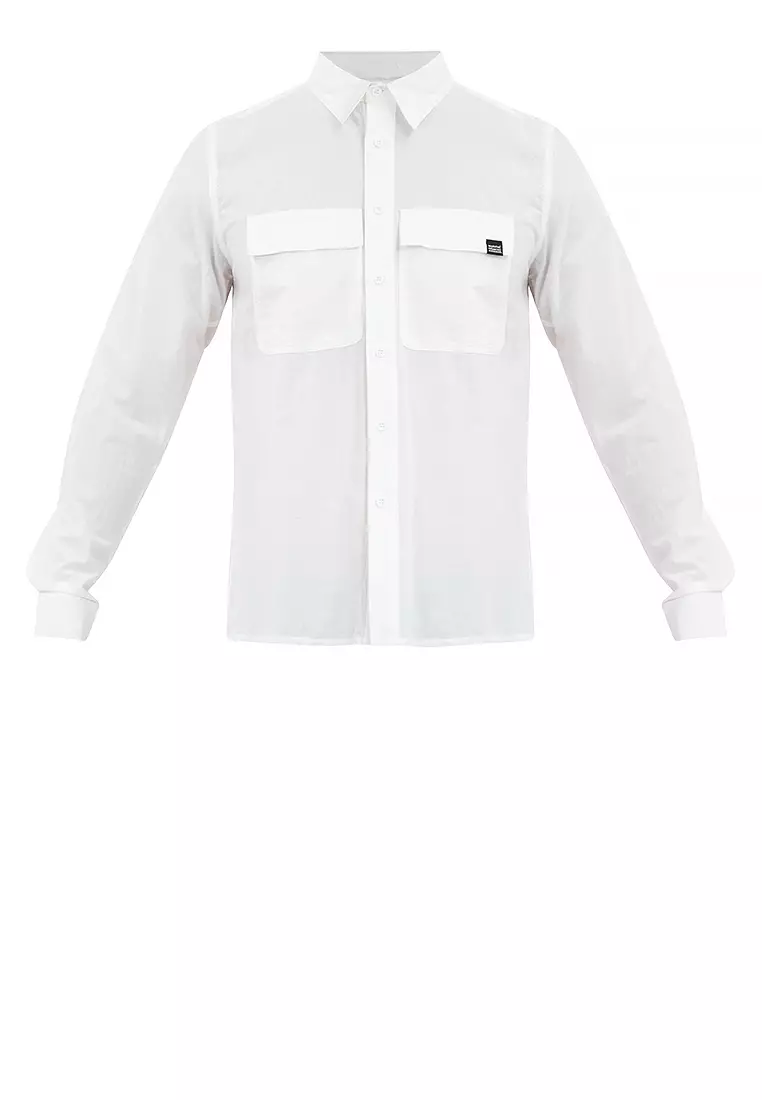 Men's Polo LS Button Down White