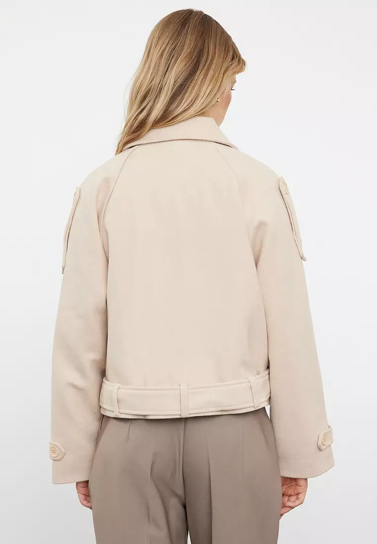 Mink Soft Textured Seasonal Short Oversize Cashmere Jacket Coat Twoaw25Kb00049