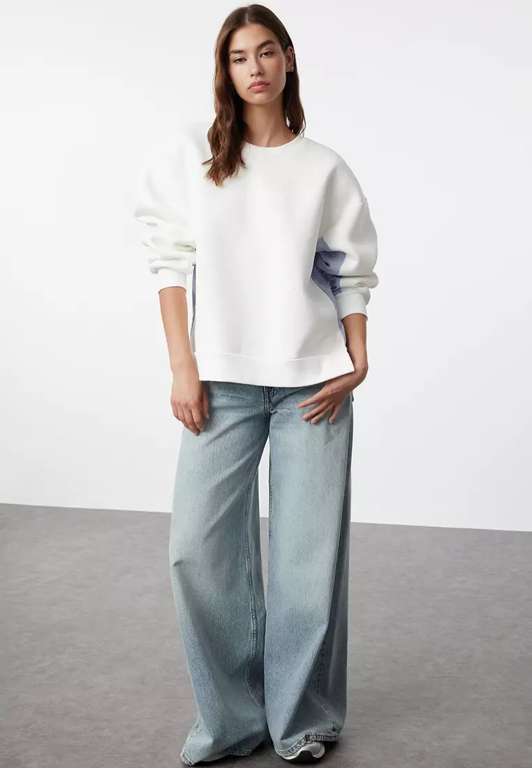 Poplin Detailed Sweatshirt