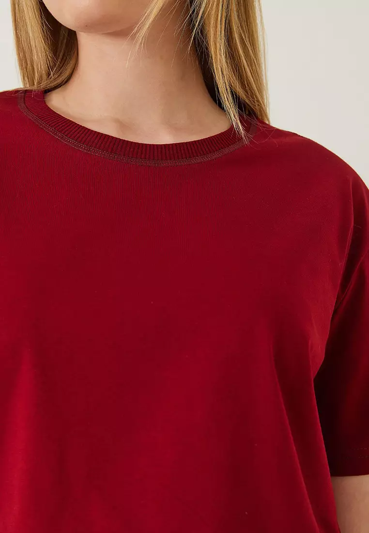 Women's Decorative Stitched Crew Neck T-Shirt 60602001