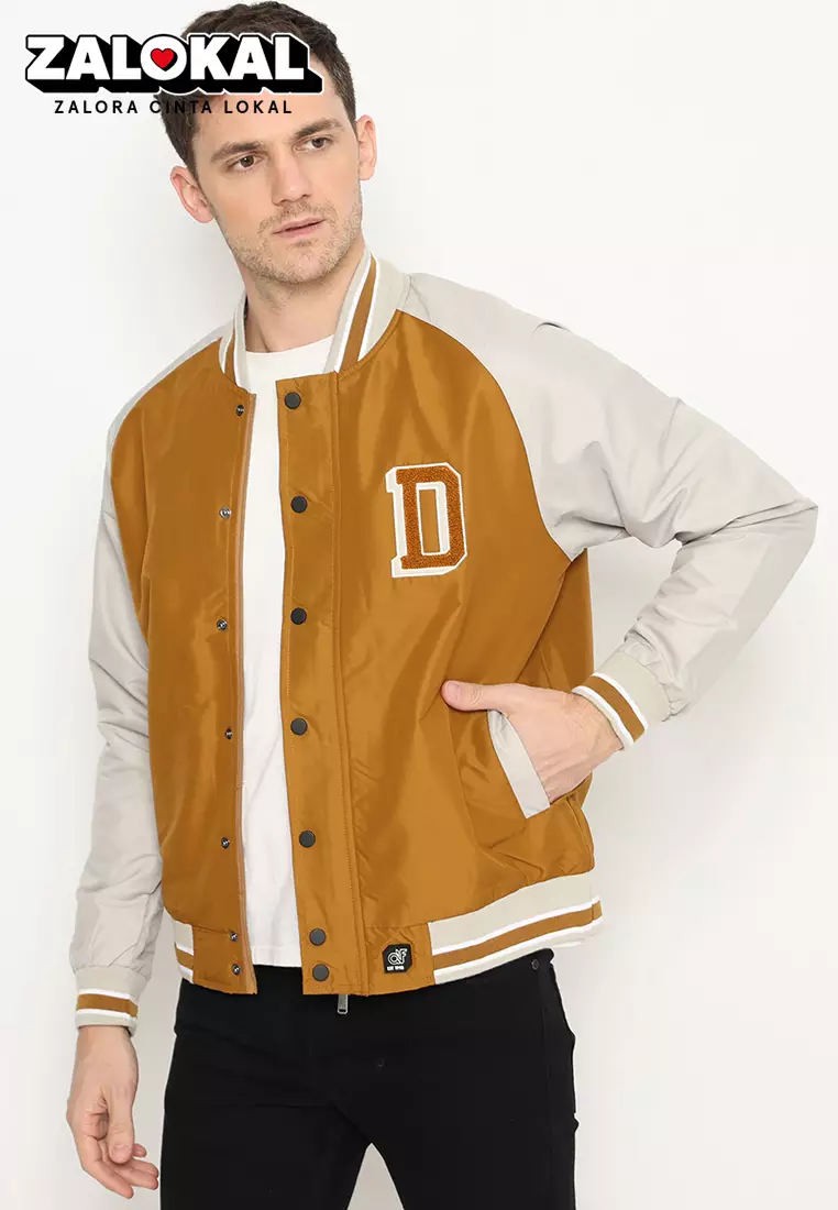 Jaket Bomber Varsity Pria - Tobacco