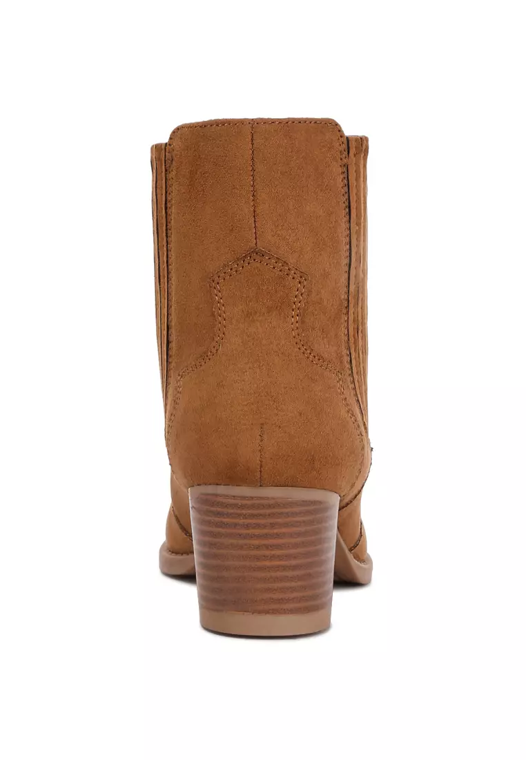 Tan ankle boots low heel online