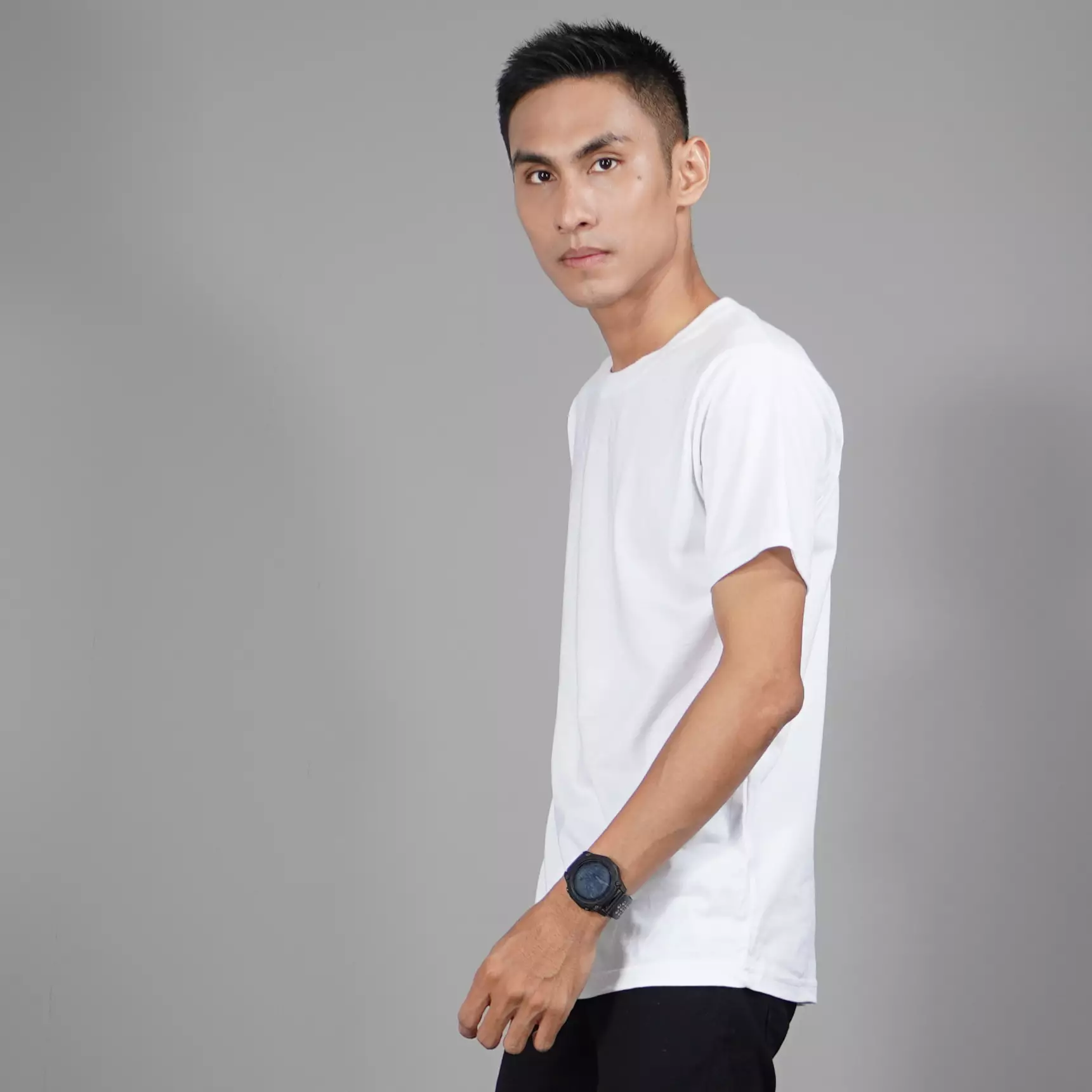  Kaos Polos Putih Kaos Putih Polos Pria Lengan Pendek Katun - Putih