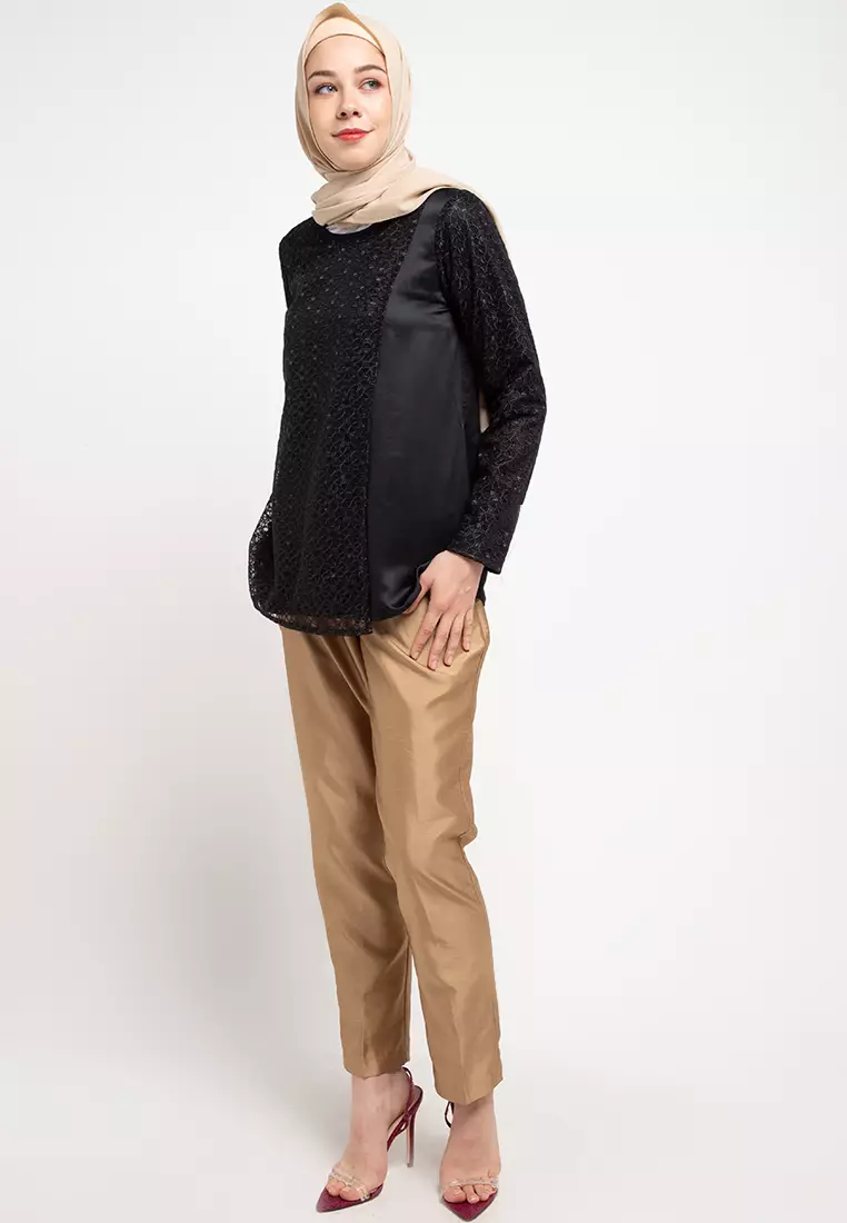 Maia Blouse With Lace In Black