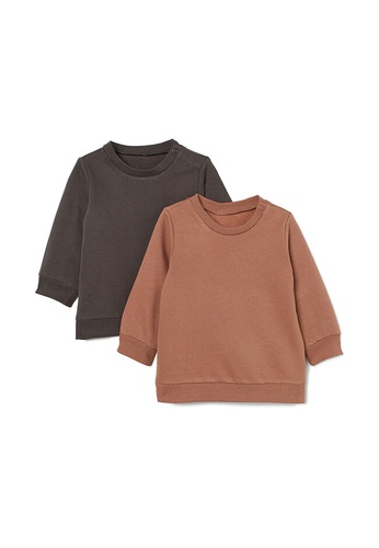 H&M grey and brown 2-Pack Cotton Sweatshirts 19D4DKA1E5C440GS_1