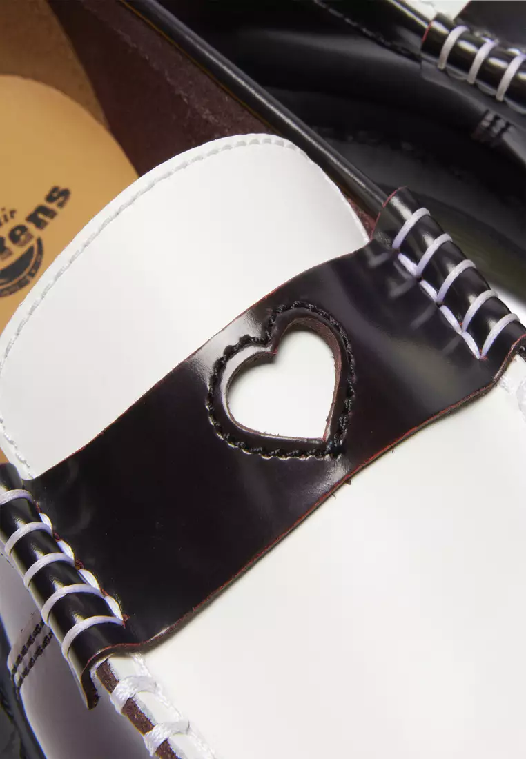 Penton Heart Two-Tone Arcadia Rub Off Leather Black + Cherry Red Loafers - Women