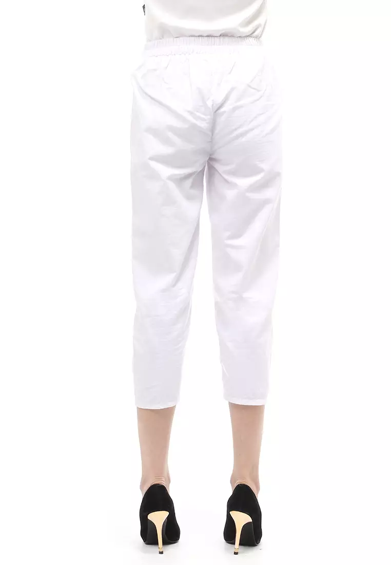 Long Pants Bawahan Wanita Motif Polos Design Casual - White