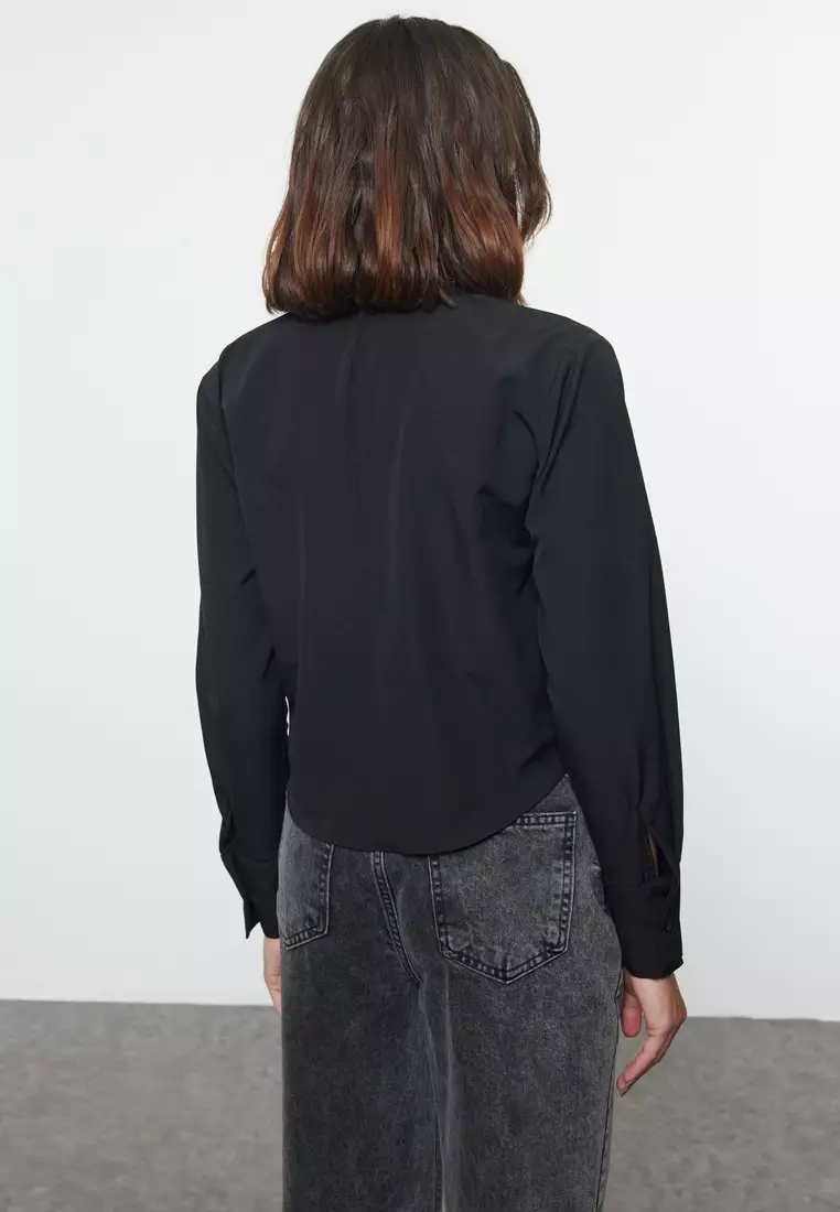 Cut Out Detailed Crop Shirt