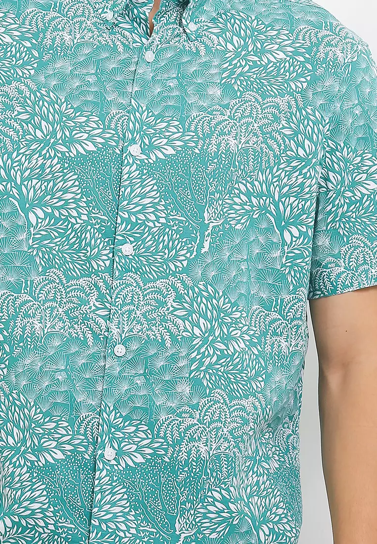 Easy Iron Cotton Linen Blend Print Shirt