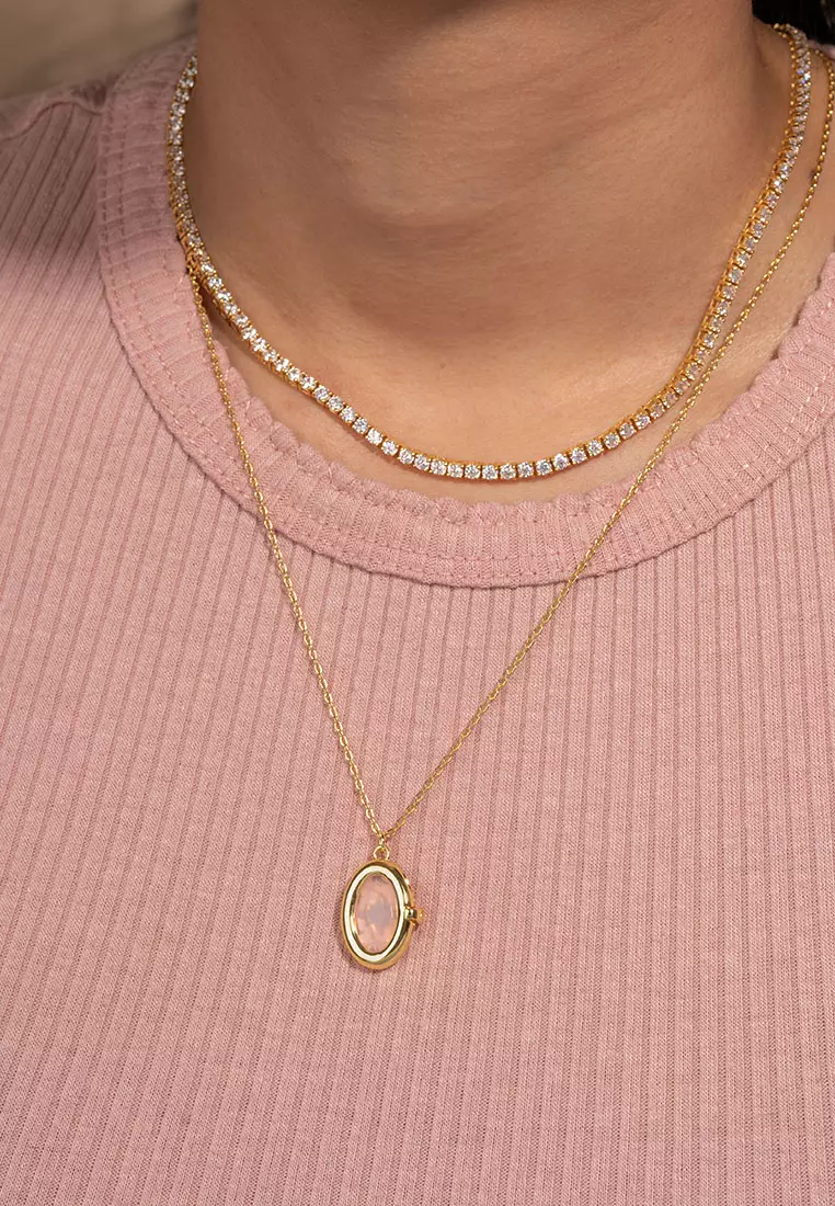 Gold circle sale locket necklace