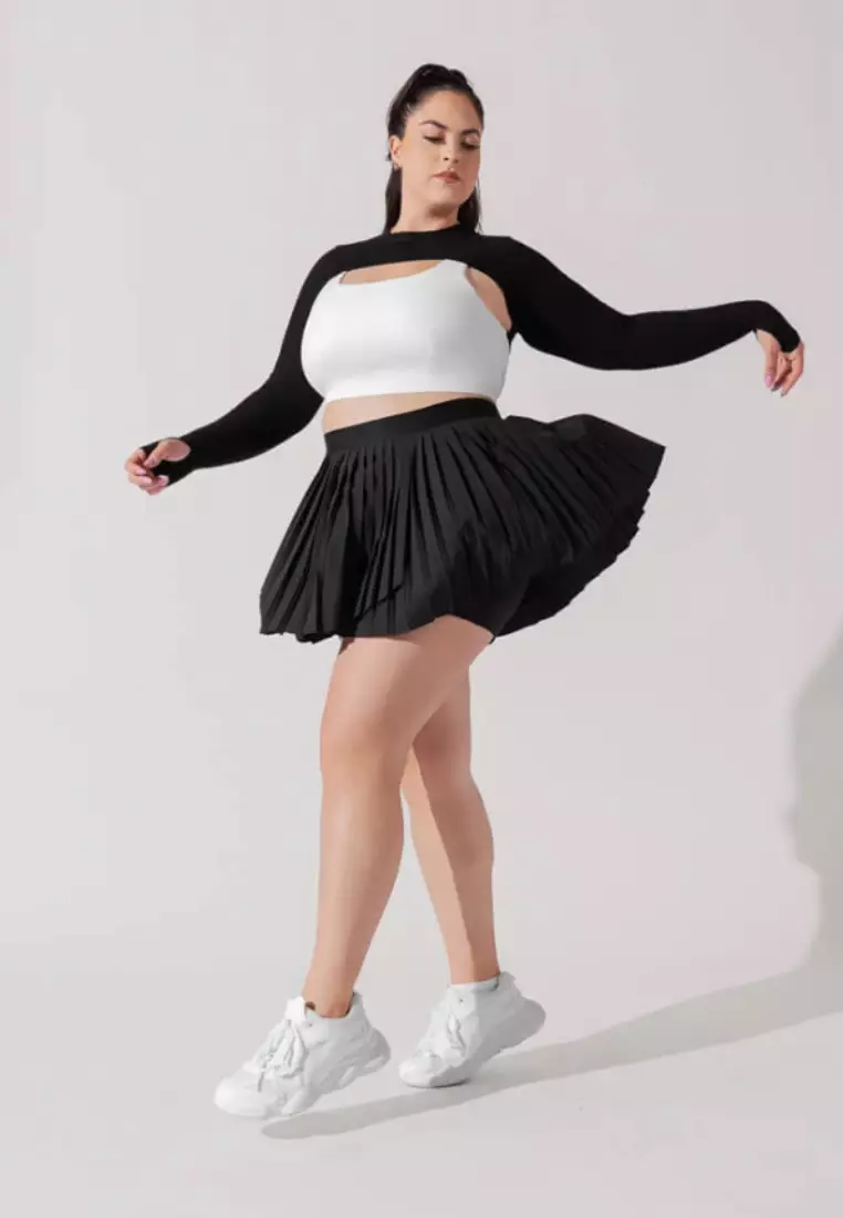 Yume High-Waist Pleated Sport Skirt with Inner Shorts — Tennis Running Yoga Active Skort for Women