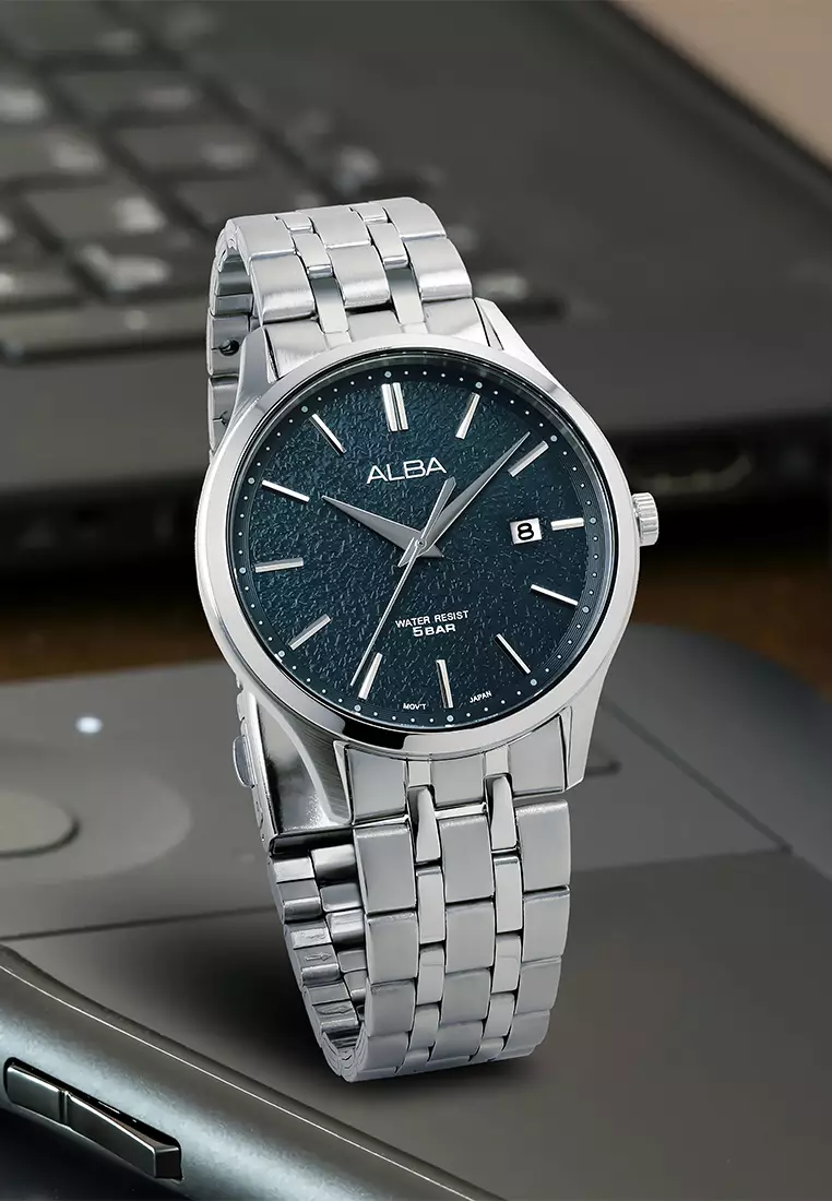 Alba Prestige AS9R33X1 Jam Tangan Analog Pria - Silver Blue - Stainless Steel