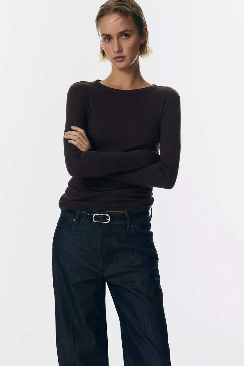 Ribbed cotton-blend top