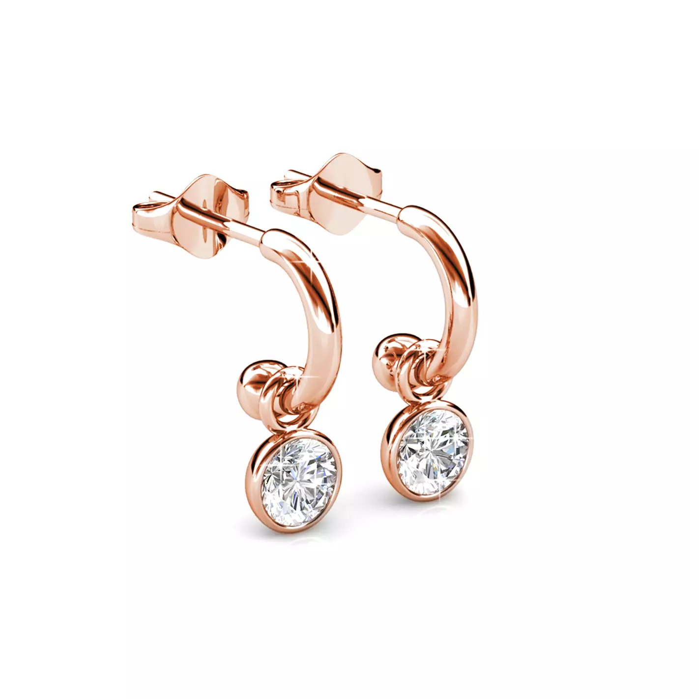 Simple Solitaire Hoop Earring RG - Anting Crystal by Her Jewellery
