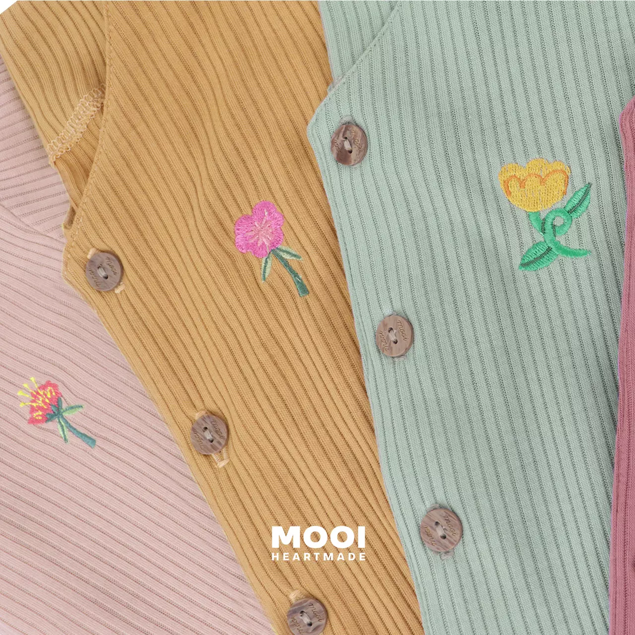 Mooi Cardigan Anak Sunny Rib Cardigan - Berry Red