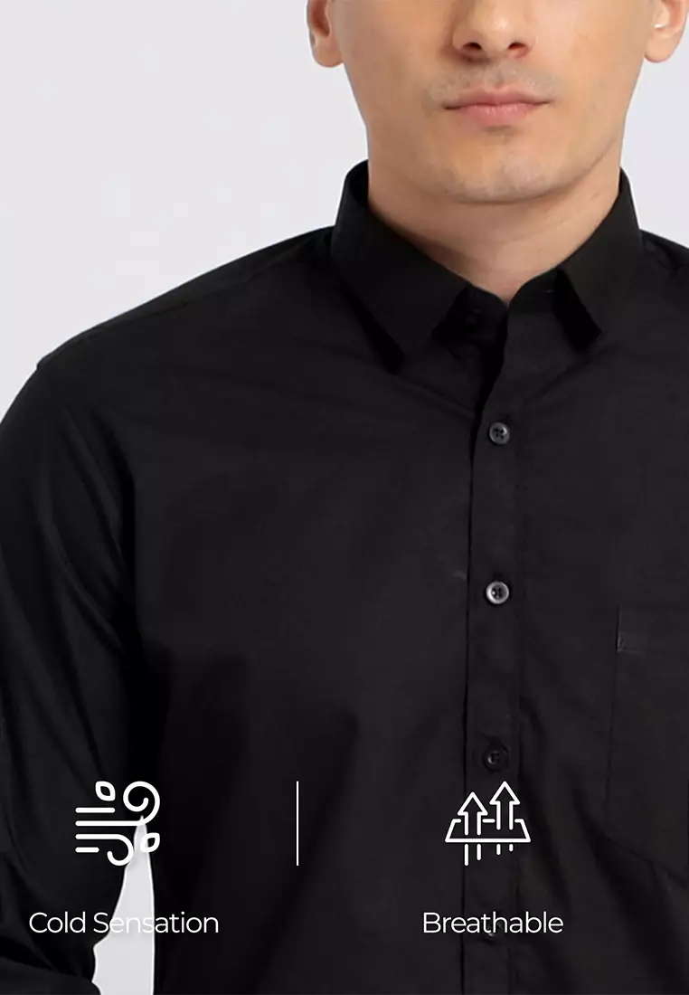 Simple Perfect Kemeja Pria Lengan Panjang Solid Basic | Kemeja Lengan Panjang Gallant 7714 Black