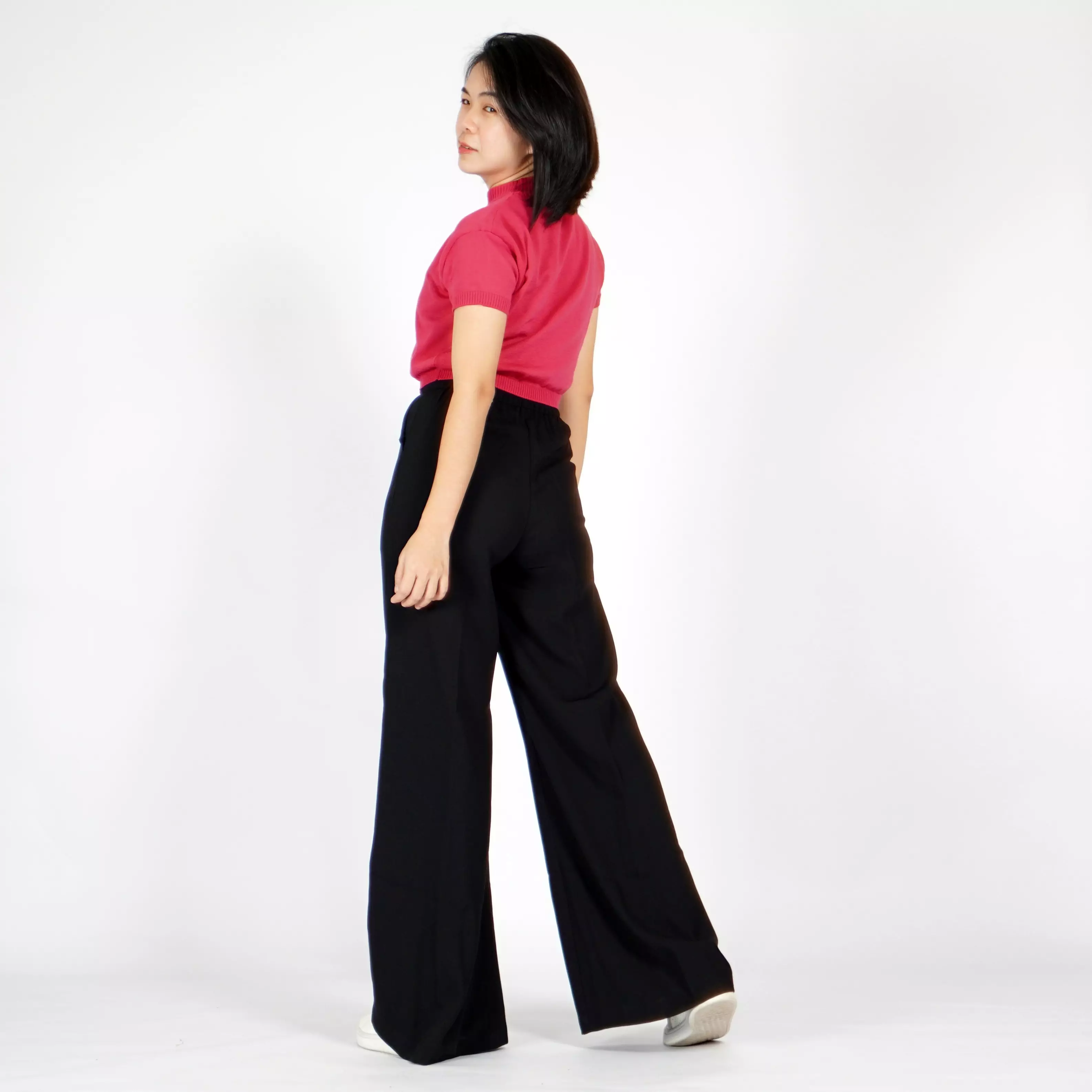  IVONE KNIT CROP TOP Wanita Crop Tee CropTop Top Knit Korean - Fuchsia