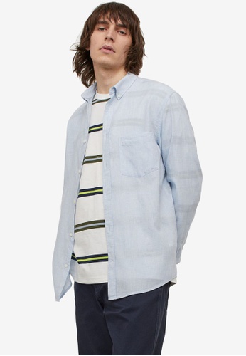 H&M blue Regular Fit Cotton Shirt F7C4DAA1C206CEGS_1