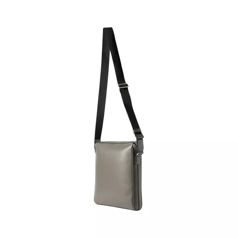 Mythos Recycled Leather Crossbody Bag Mid Grey