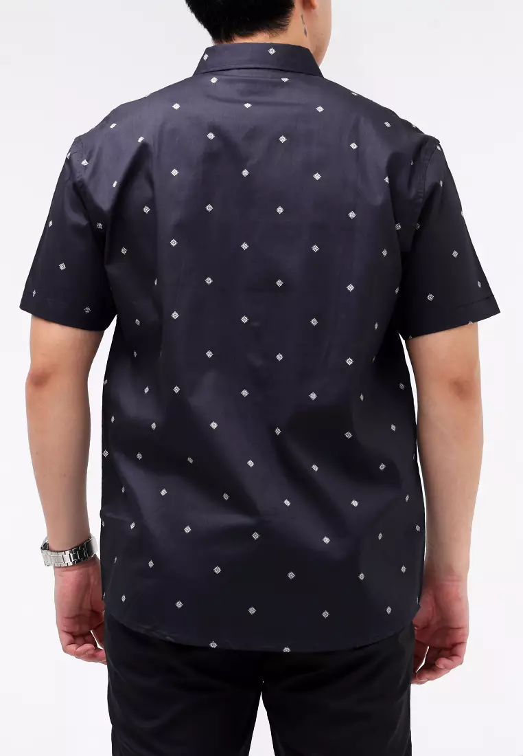 Woven Printed Poplin Short Sleeves Polo