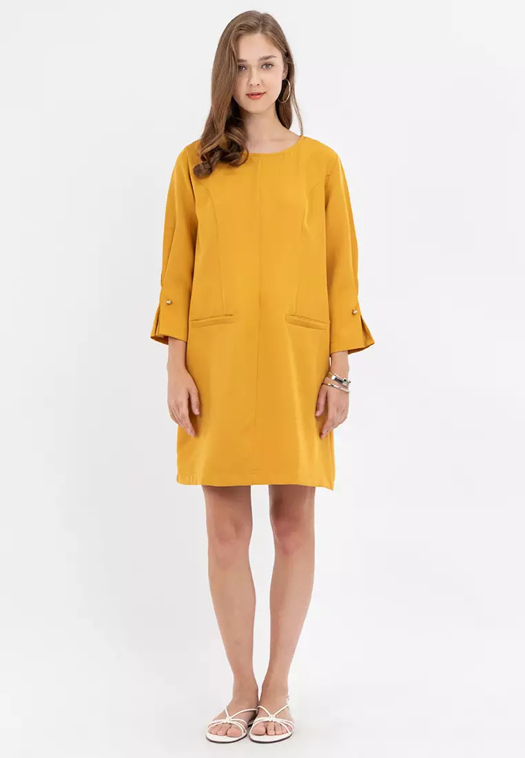 Delma Tucked Sleeves Dress