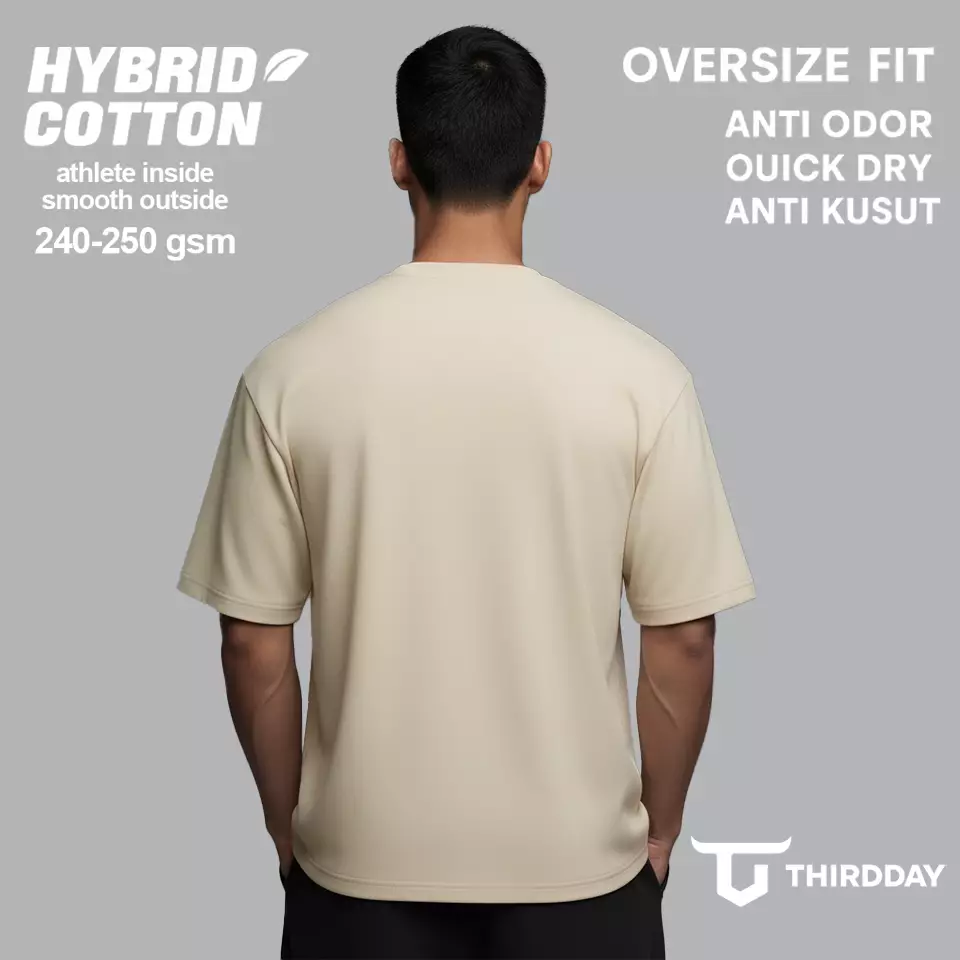 THIRDDAY Kaos Oversize Gym Tebal 250gsm Hybrid Cotton Polos Cream MTX99