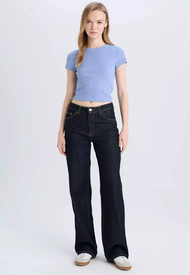 Basic Plain Ribbed T-Shirt