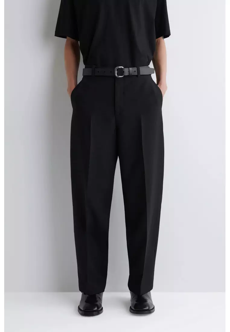 WOOL-BLEND RELAXED-FIT STRAIGHT-LEG TROUSERS